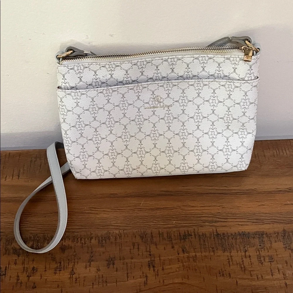 Nanette Lepore Cream and Gray Patterned Crossbody Purse NWOT